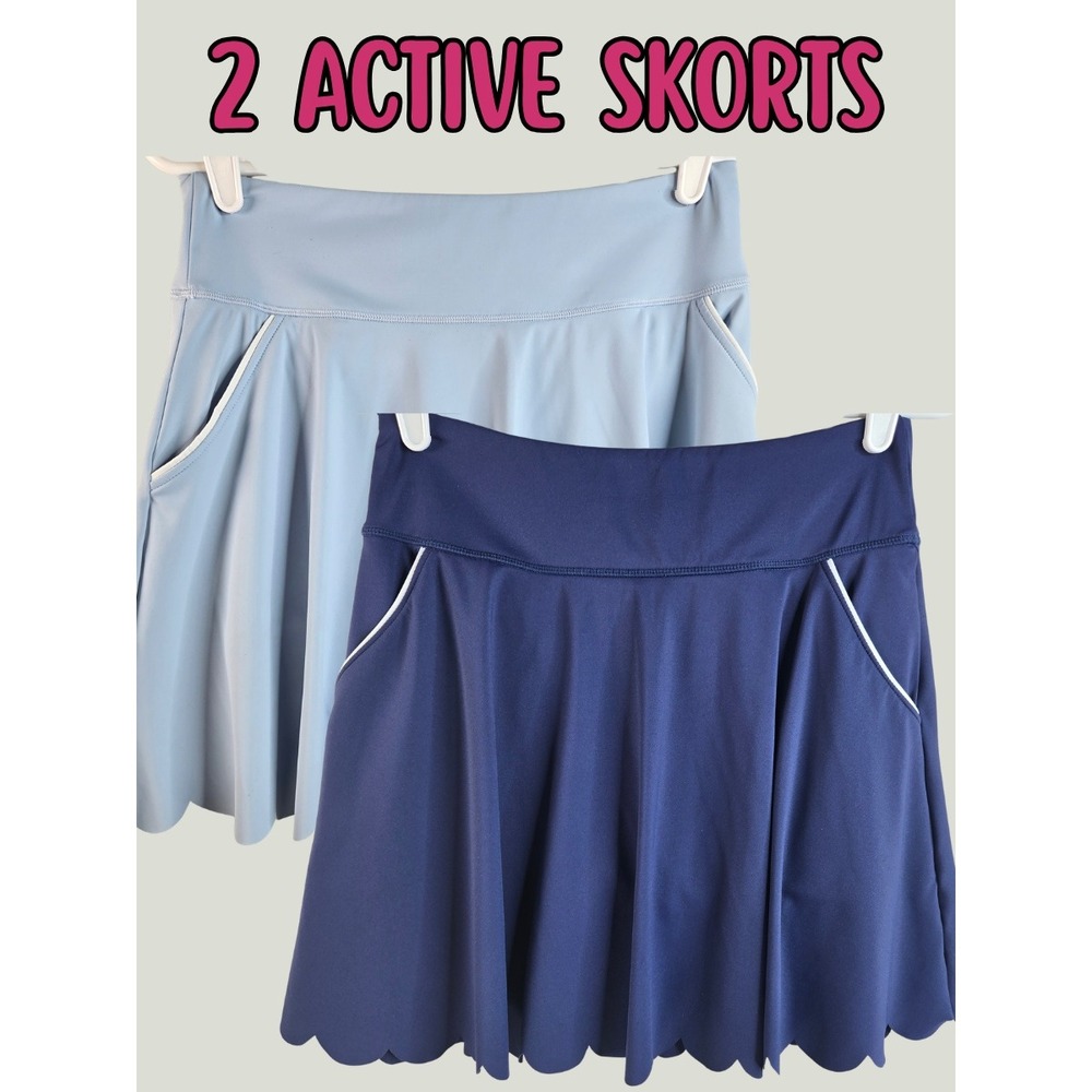 Athletic Short Lined Pleated Mini Skirt 2 Piece Bundle M Blue Tennis Golf Skort